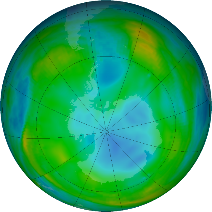 Antarctic ozone map for 09 July 1999